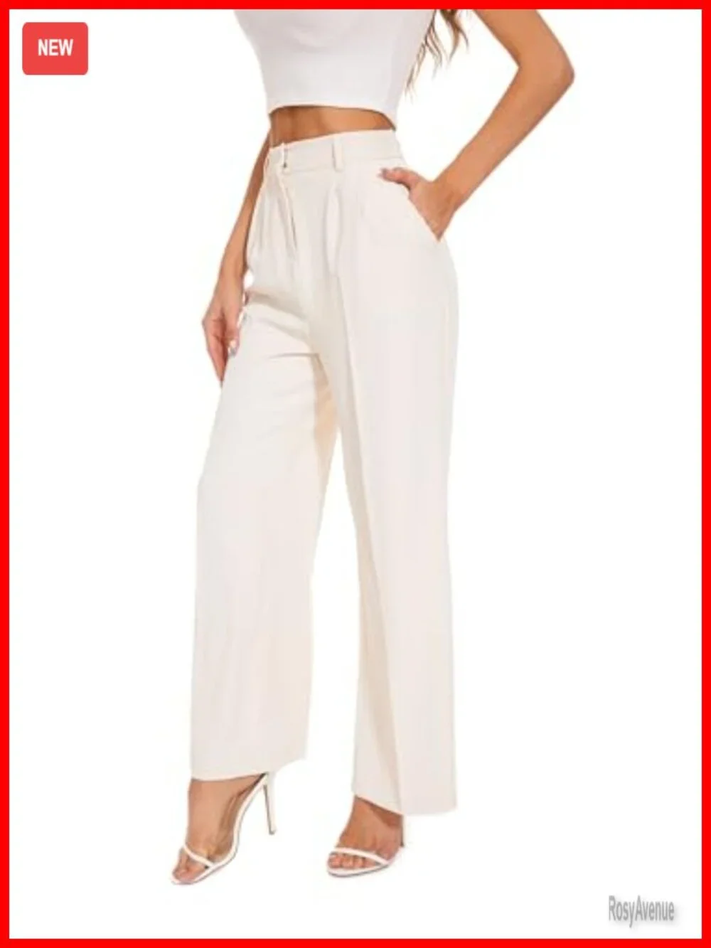 Wide Leg Dress Pants High Waisted Stretchy Back Elastic Waist Pleated Front